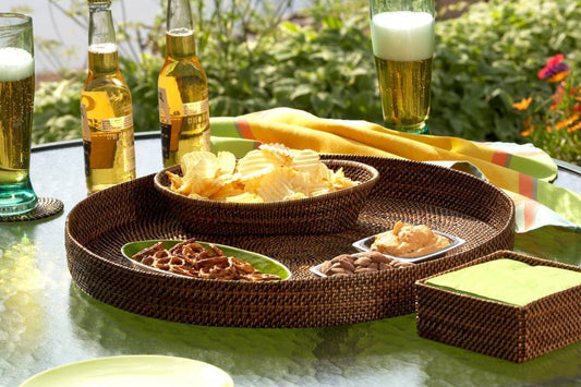 Calaisio Handwoven Round Ottoman Tray