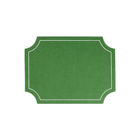 Sage Green Rectangular Placemats with White Stitching - Set of 4