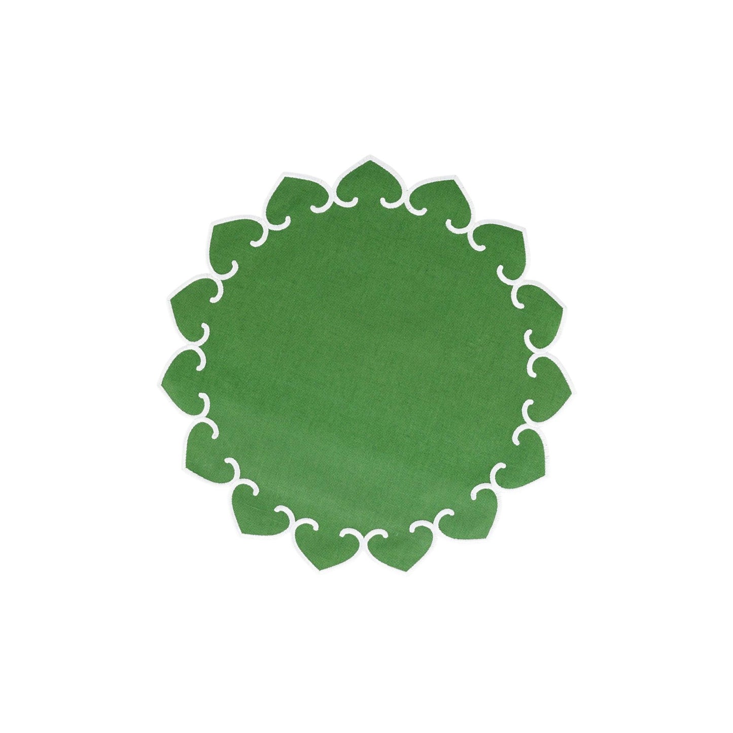 Sage Green Round Placemats with White Stitching - Set of 4