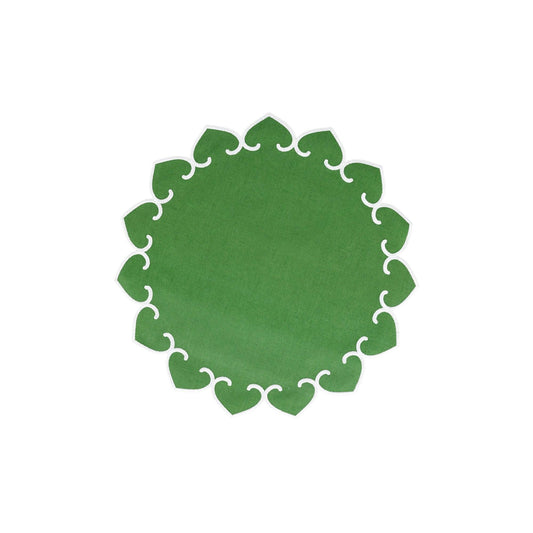 Sage Green Round Placemats with White Stitching - Set of 4
