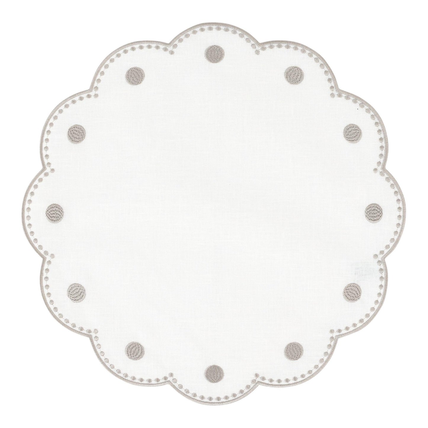 Tessuti White Round Placemats with Natural Dots - Set of 4