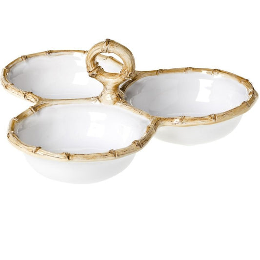 9" Triple Bowl Server - Natural