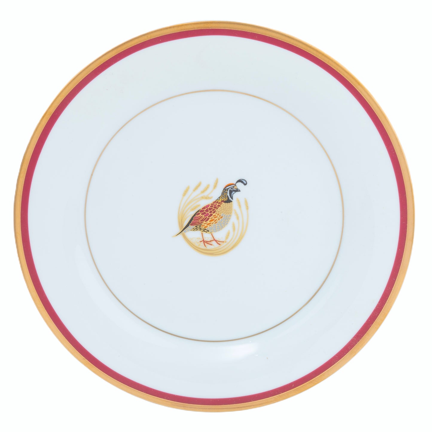 Motif Center Well Salad Plate Gold and Red Band