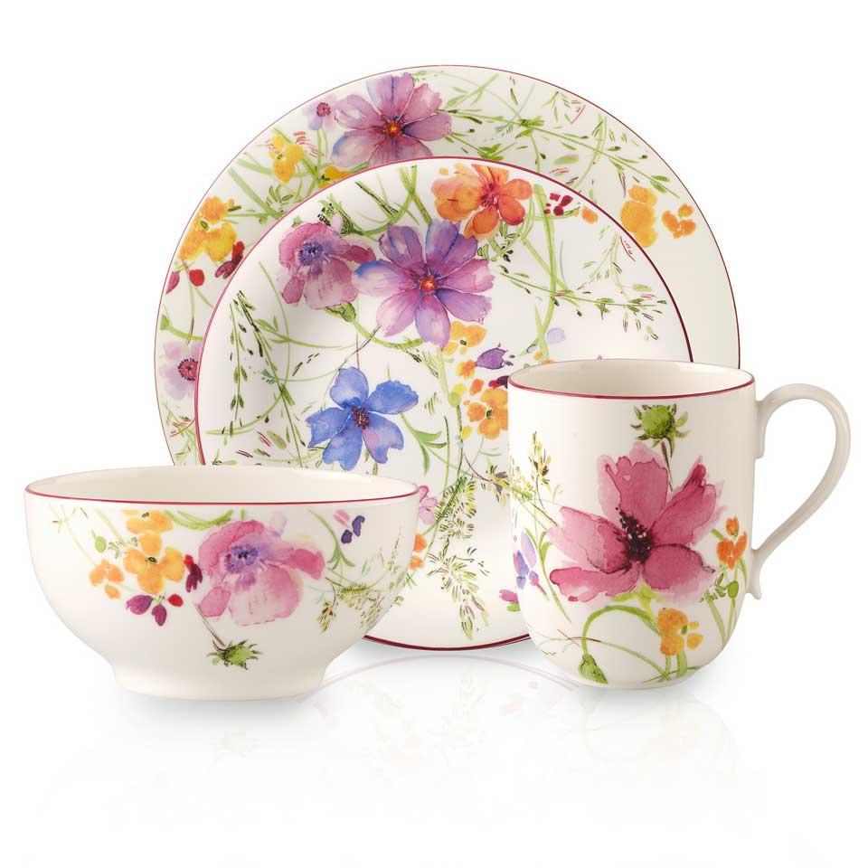 4 Piece Place Setting Dinner, Saald, Rice Bowl, Mug