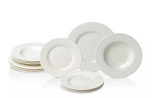 12 Piece Set 4 x Dinner, Salad, Rim Soup