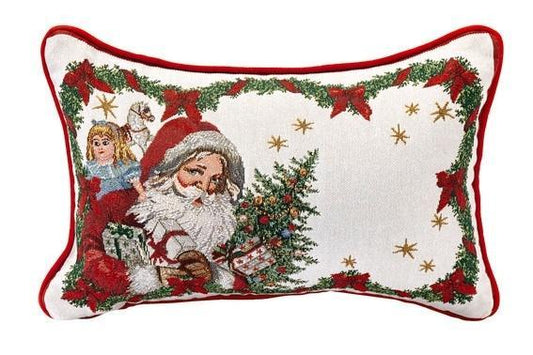 Embroidered Rectangular Reversible Pillow : Santa