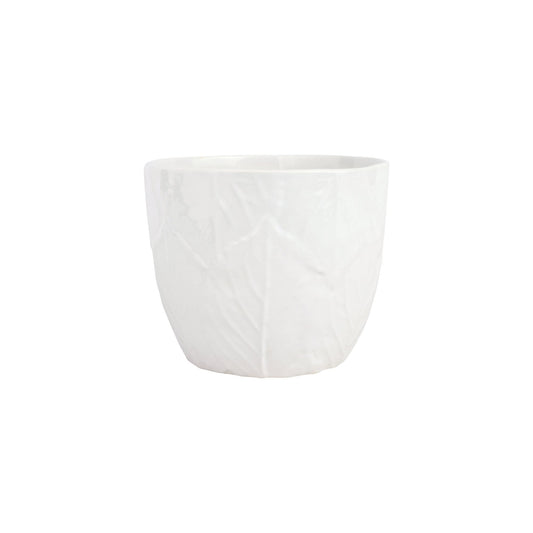 White Embossed Leaves Cachepot