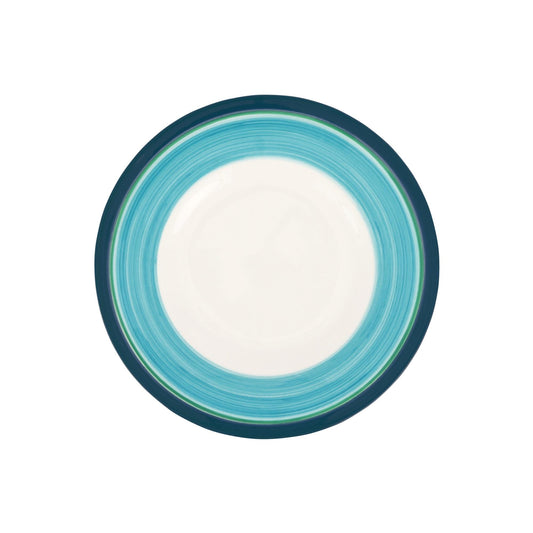 Cobalt & Green Stripe Salad Plate