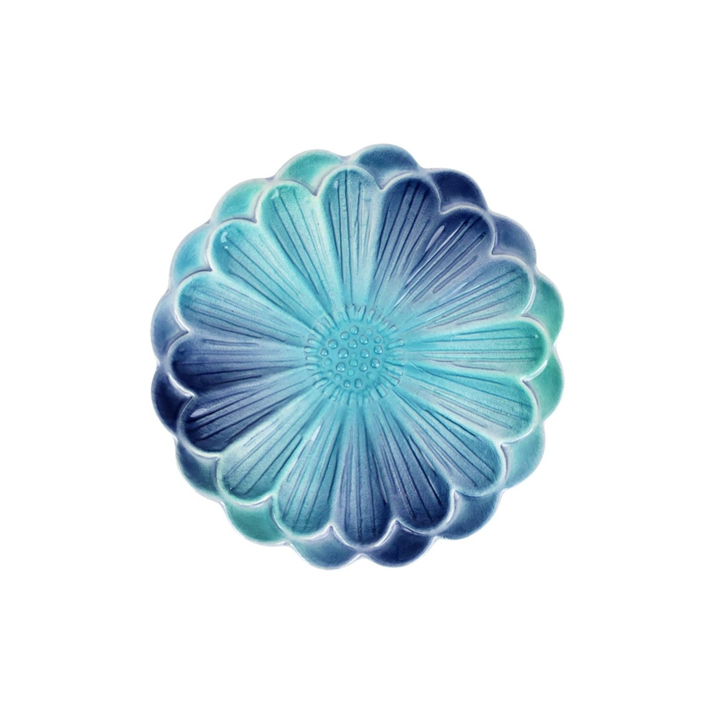 Cobalt & Green Flower Cocktail Plate