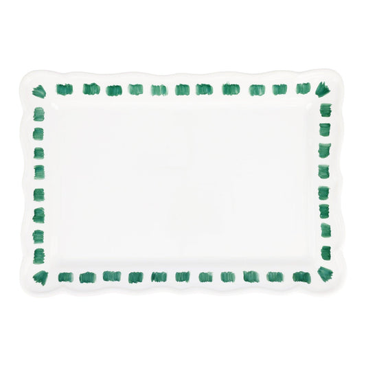 Green Stitch Rectangular Platter