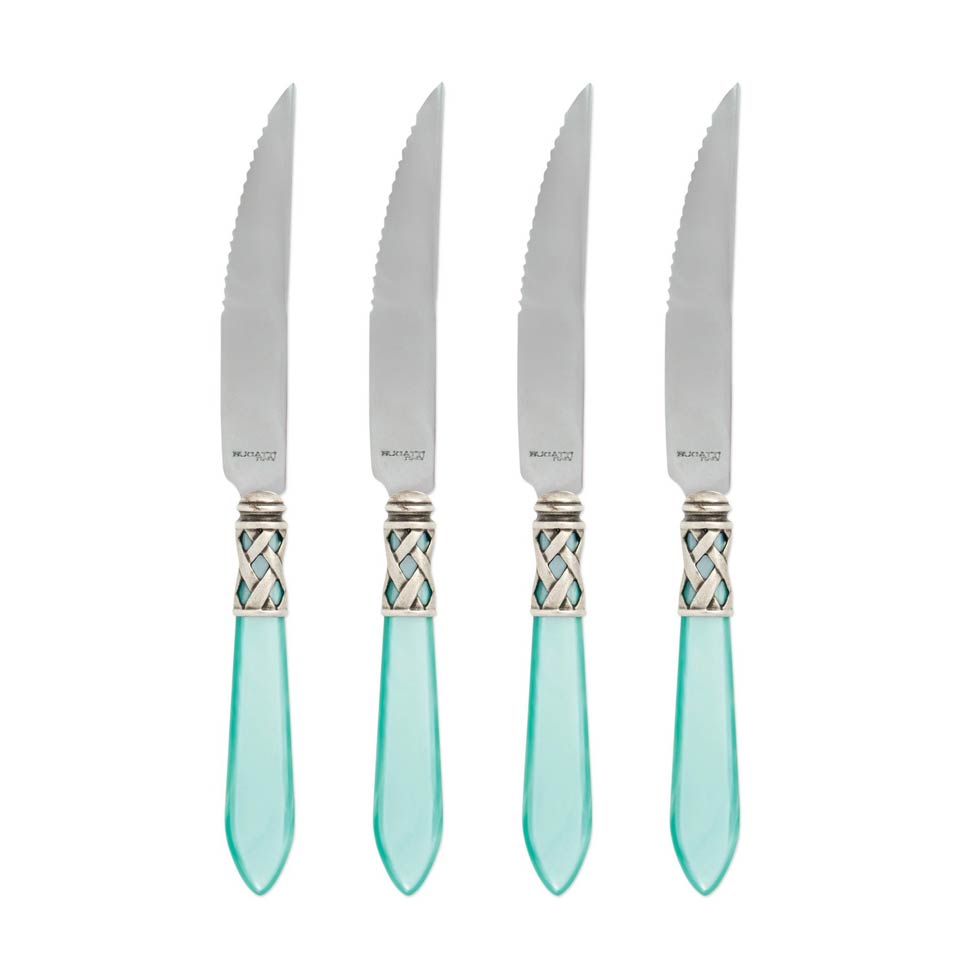 Antique Aqua Steak Knives - Set of 4
