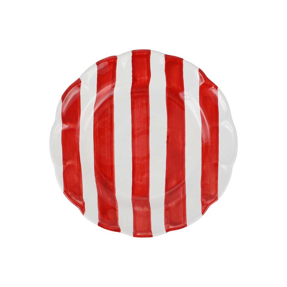 Red Stripe Salad Plate