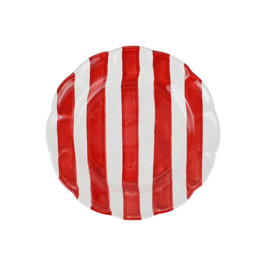 Red Stripe Salad Plate