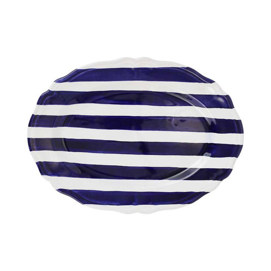 Cobalt Stripe Oval Platter