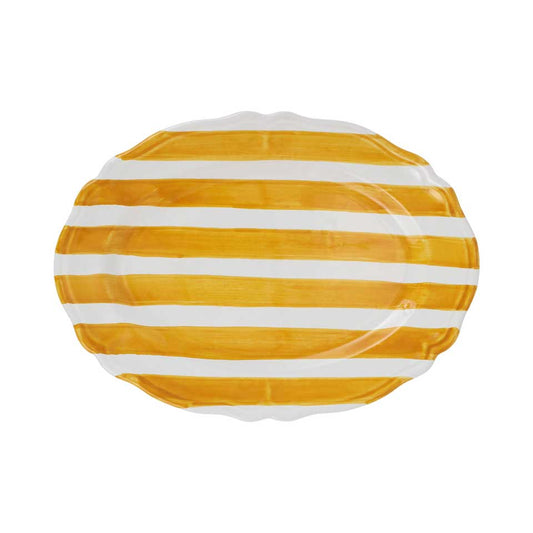 Yellow Stripe Oval Platter
