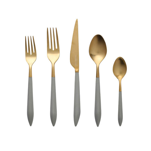 Oro & Light Gray Five-Piece Place Setting