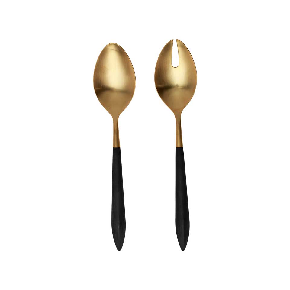 Oro & Black Salad Serving Set