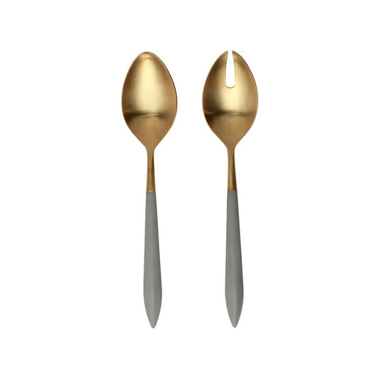 Oro & Light Gray Salad Serving Set