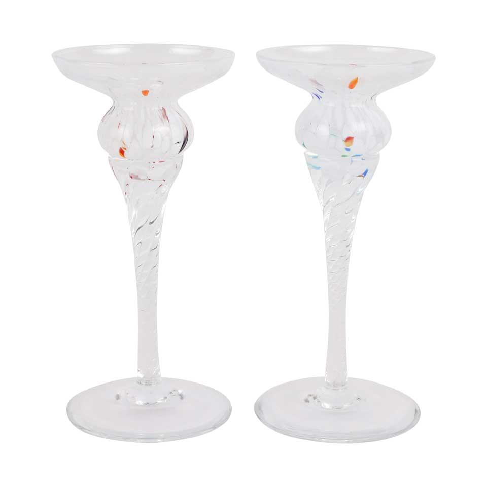 White Short Candlesticks - Set of 2