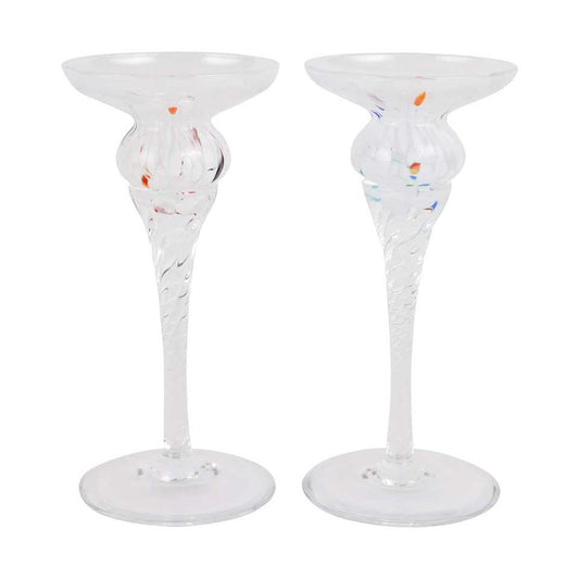 White Short Candlesticks - Set of 2