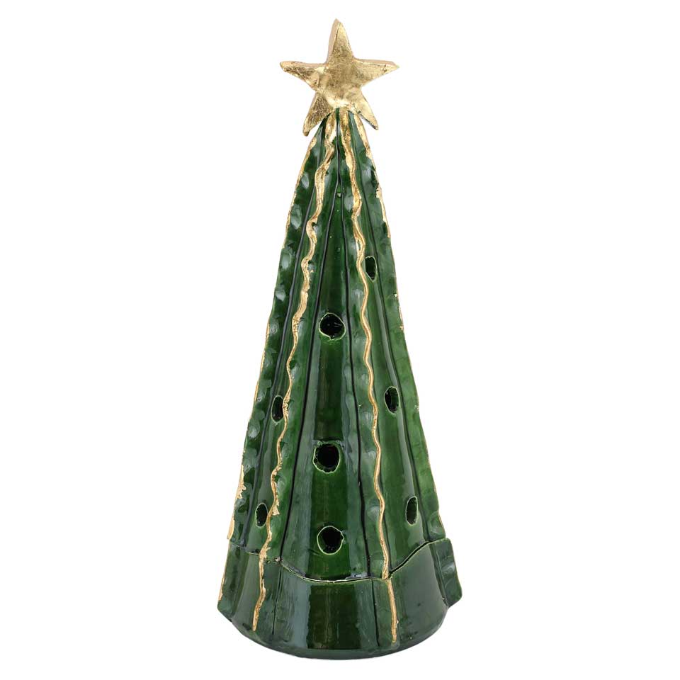Green Large Tree with Ribbon & Gold Star