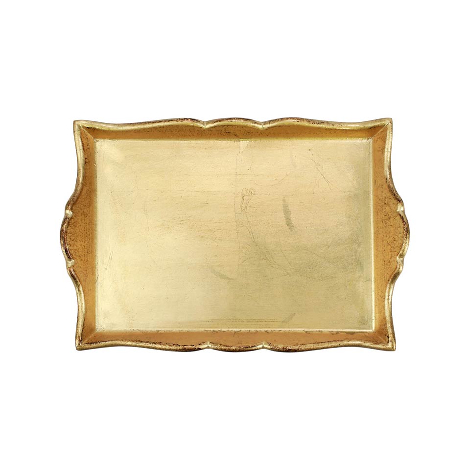 Gold Handled Small Rectangular Tray