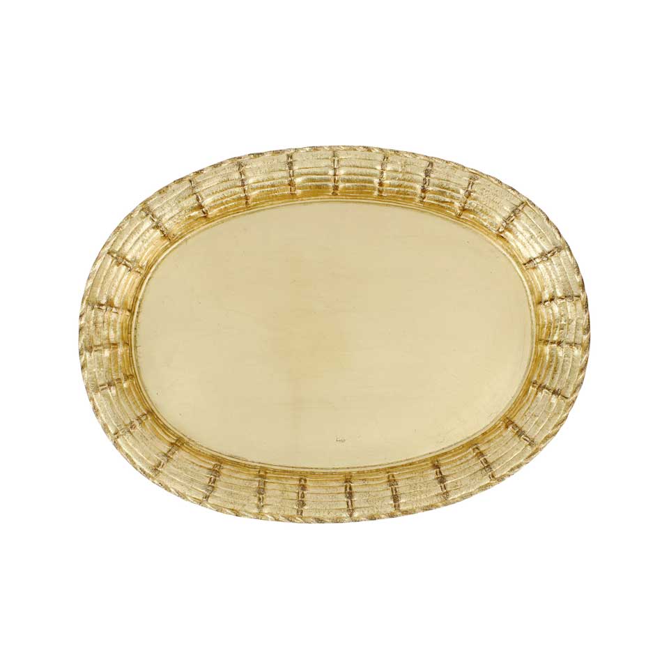 Gold Basketweave Large Oval Tray