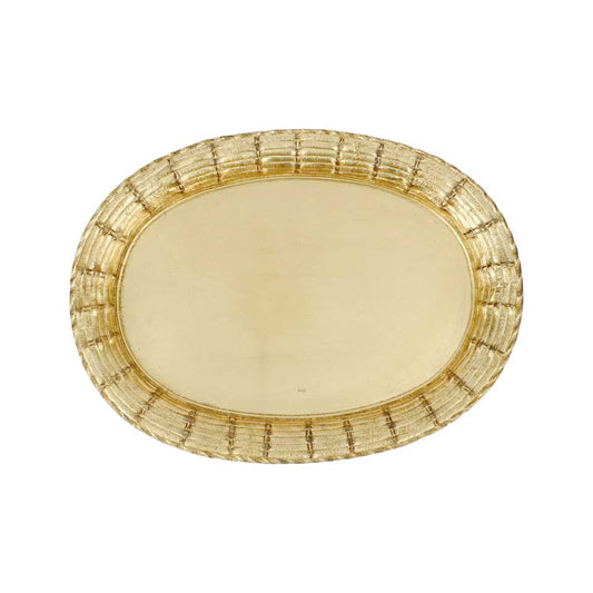 Gold Basketweave Large Oval Tray