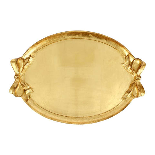 Gold Bow Handled Oval Tray