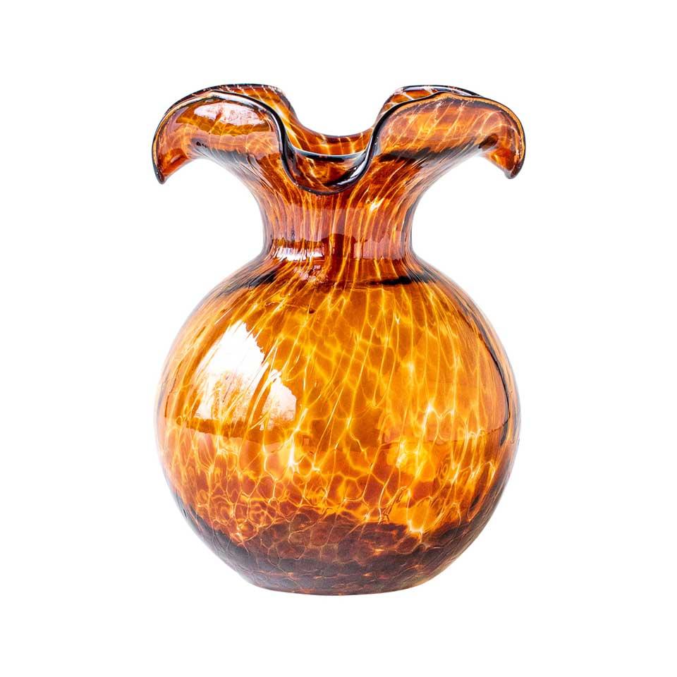 Brown Tortoiseshell Small Fluted Vase