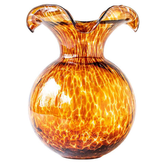 Brown Tortoiseshell Large Fluted Vase