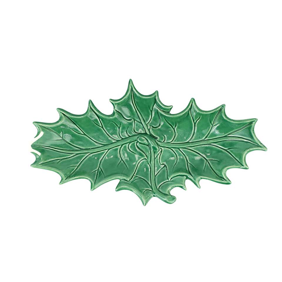 Figural Holly Two-Leaf Platter