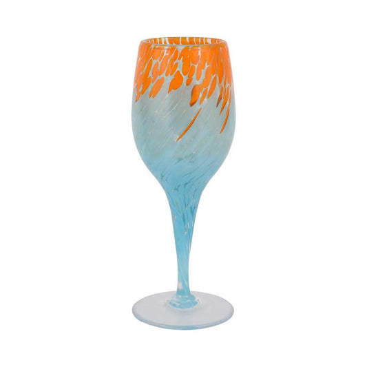 Orange and Light Blue Wine Glass
