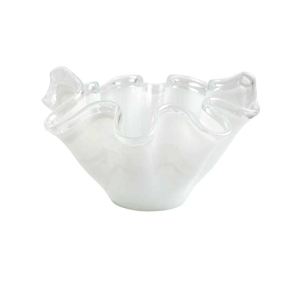 White w/ Clear Rim Large Bowl