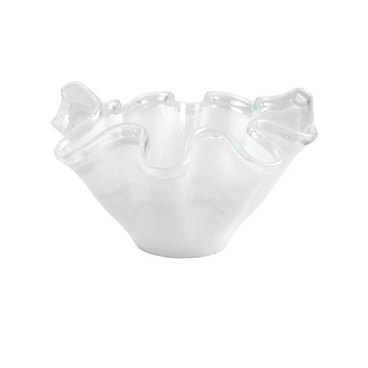White w/ Clear Rim Large Bowl