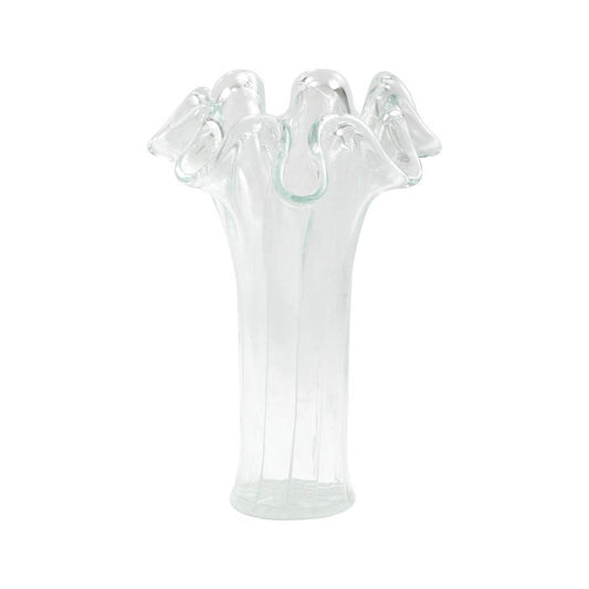 Clear w/ White Lines Short Vase