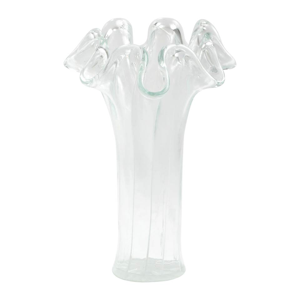 Clear w/ White Lines Tall Vase