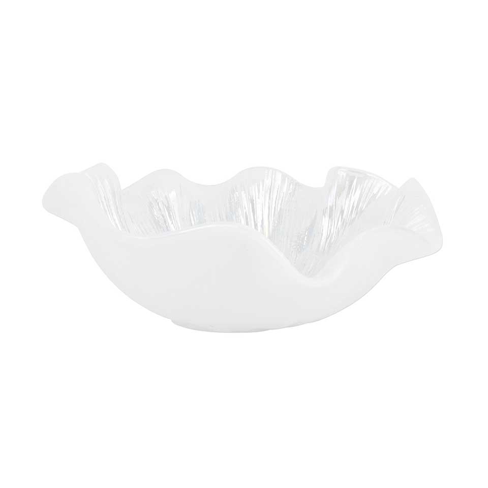 White Ruffled Round Bowl