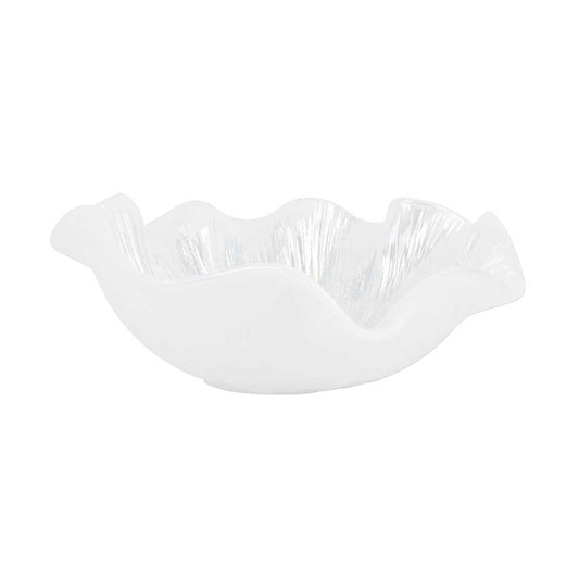 White Ruffled Round Bowl