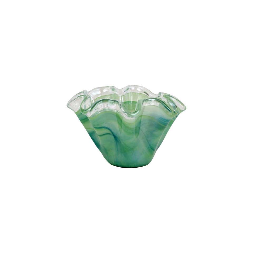 Green Petite Ruffled Bowl
