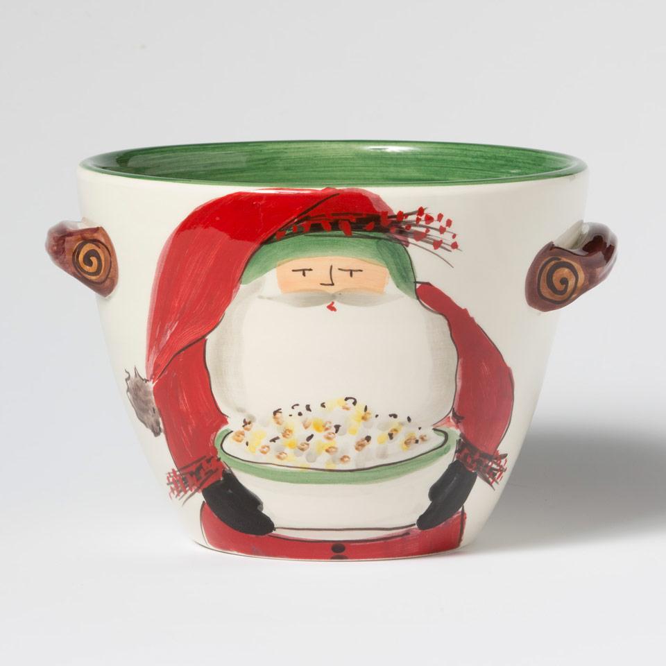 Handled Deep Serving Bowl w/ Popcorn