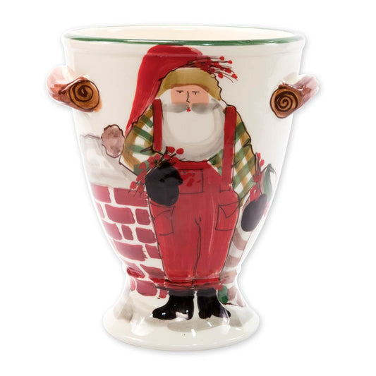 Footed Urn w/ Chimney & Stockings