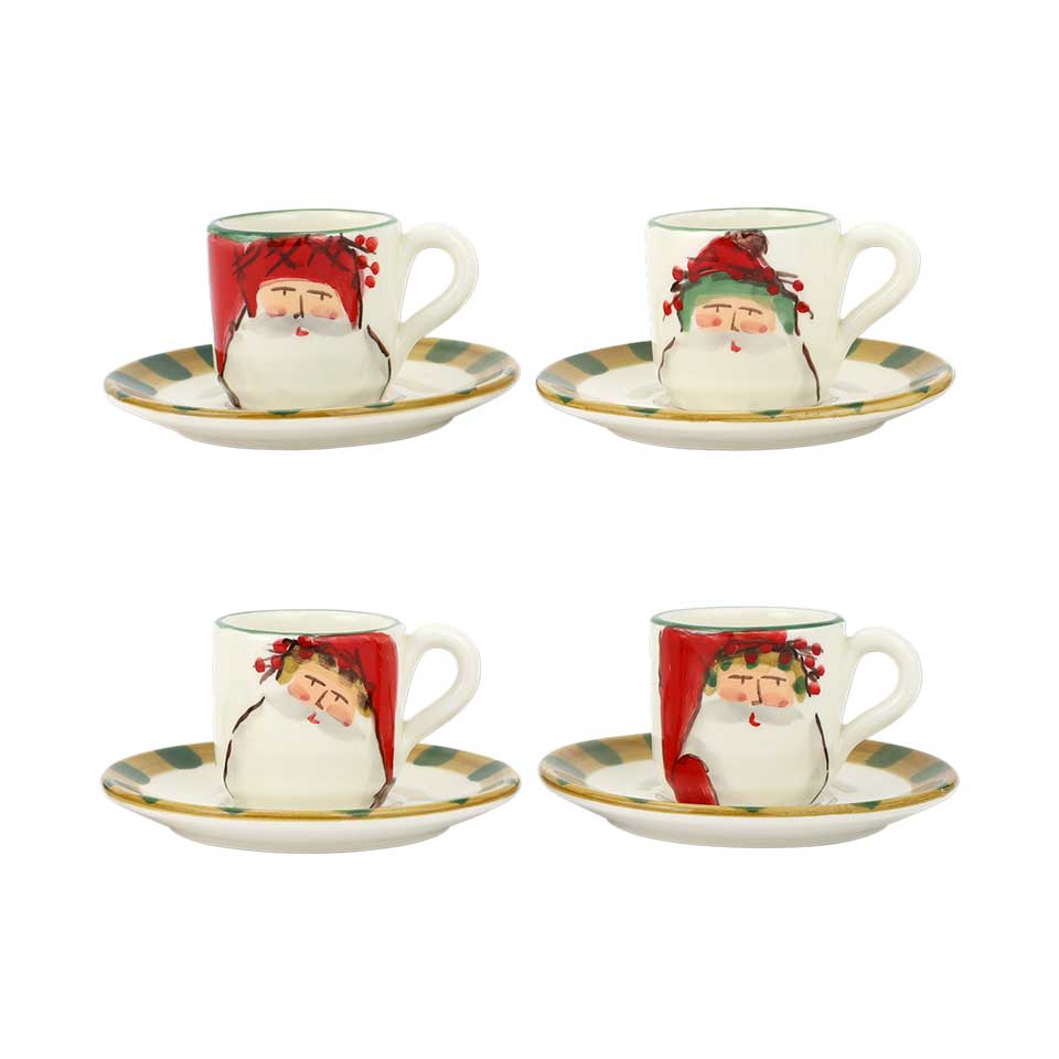 Assorted Espresso Cups & Saucers - Set of 4