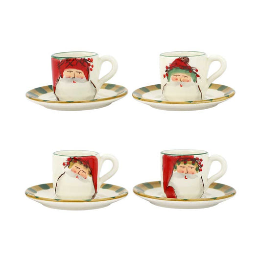 Assorted Espresso Cups & Saucers - Set of 4