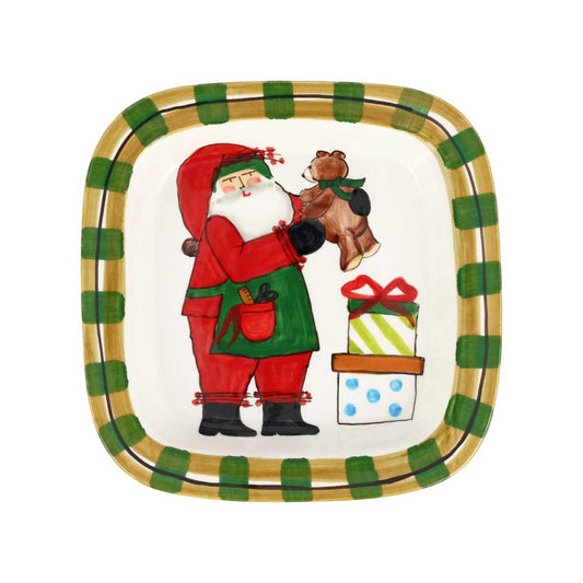 Small Rimmed Square Platter with Teddy Bear