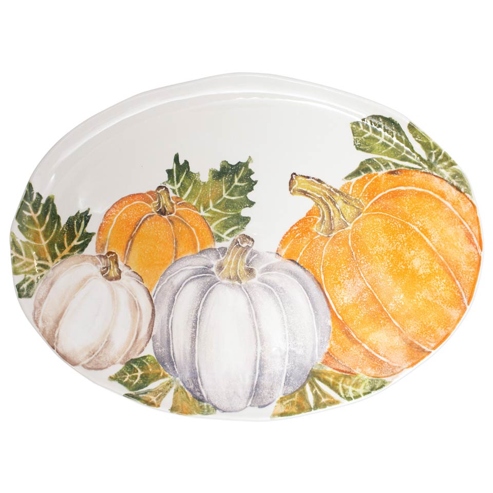 Large Oval Platter w/ Assorted Pumpkins