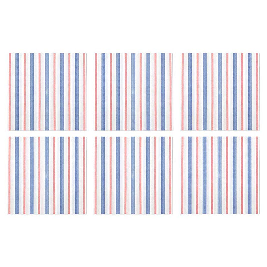 Americana Stripe Cocktail Napkins (Pack of 20) - Set of 6