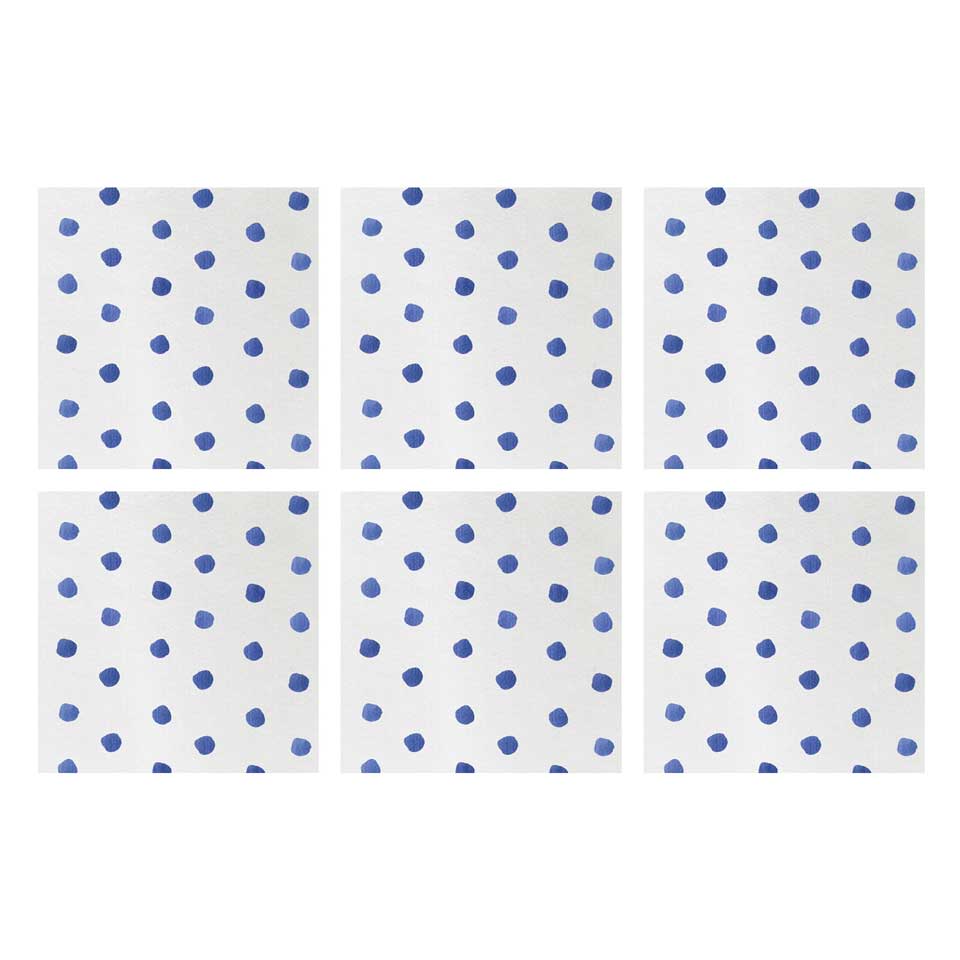 Dot Blue Cocktail Napkins (Pack of 20) - Set of 6