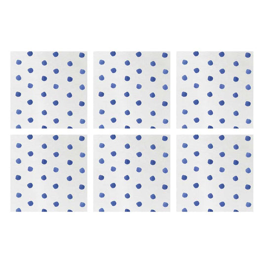 Dot Blue Cocktail Napkins (Pack of 20) - Set of 6