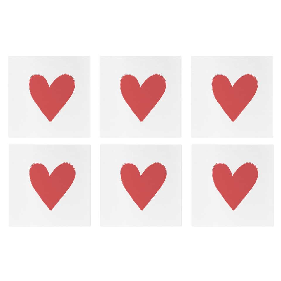 Hearts Cocktail Napkins (Pack of 20) - Set of 6